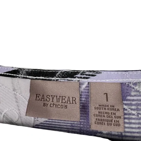 Chicos Easywear Sz 1 MEDIUM 8/10 Purple Stretchy Blouse Shirt Top Mature Comfy - Picture 3 of 7